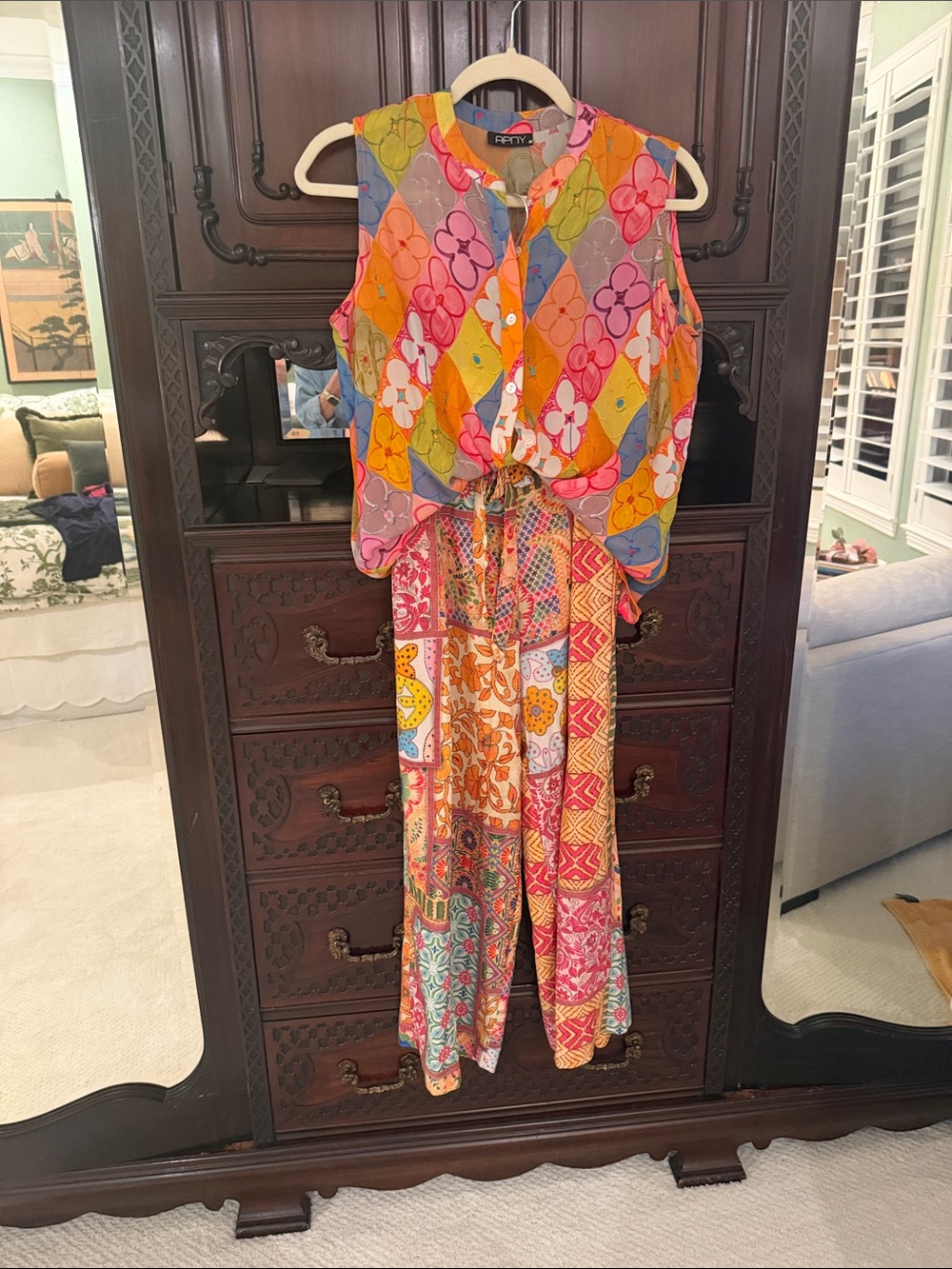 Colorful Mixed-Print Sleeveless Jumpsuit - Vibrant Multi